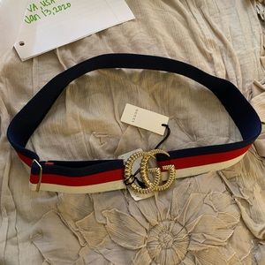 Gucci logo striped belt 90 elastic band new